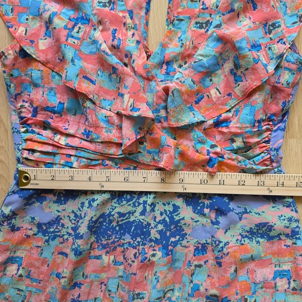 Anthropology By‎ Tracy Reese 100% Silk Abstract Print Wide Leg Jumpsuit Sz 6